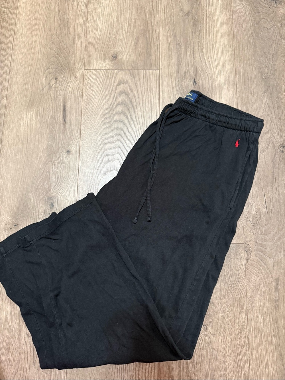 Polo Ralph Lauren Black Pajama Pants Women XL Lounge Sleepwear Drawstring Pony